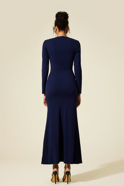 Solid Knotted Split Midi Dress