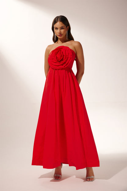 Frederica Flower Strapless Maxi Dress