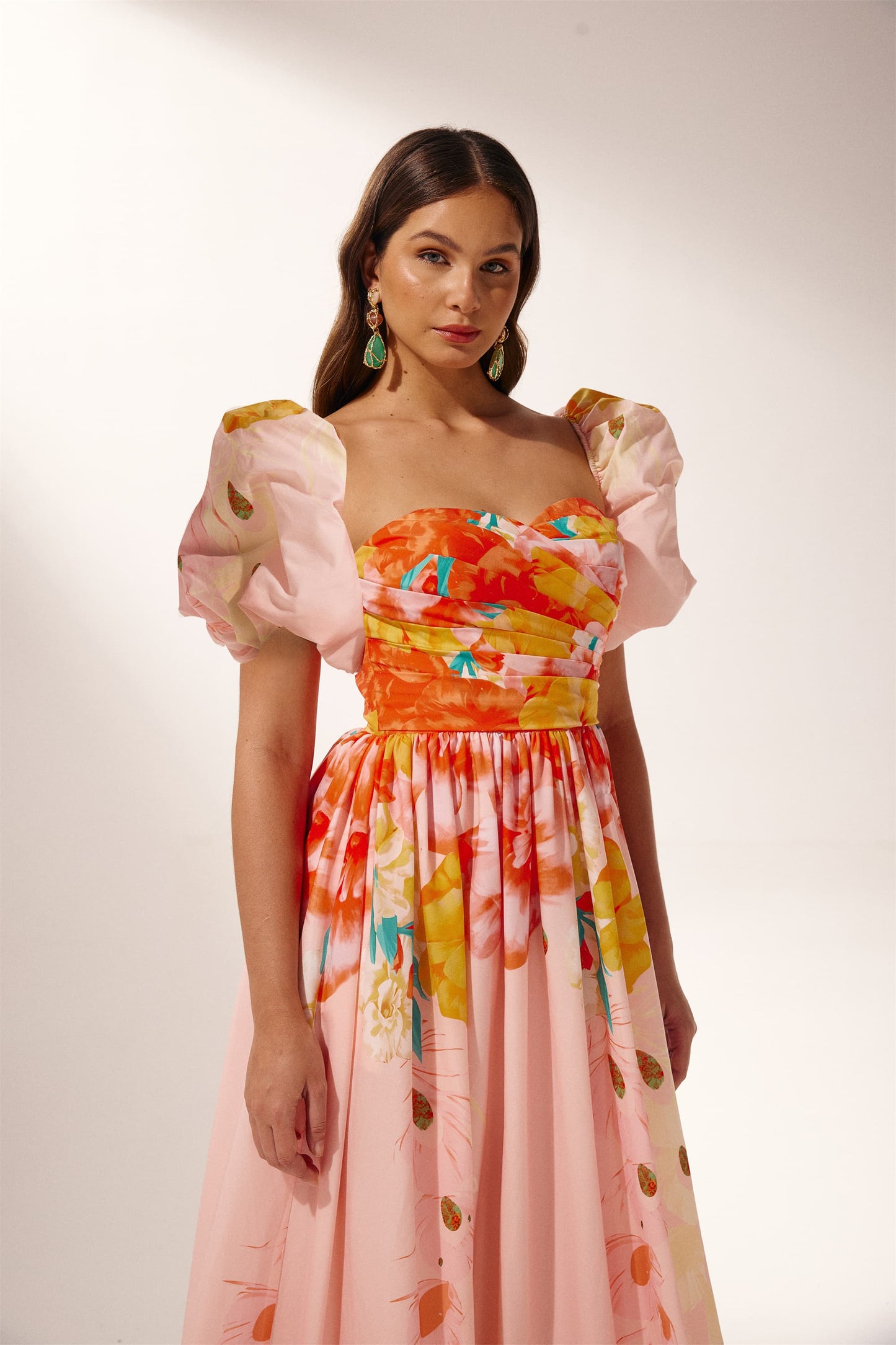 Audrey Floral Printed Off-shoulder Midi Dress