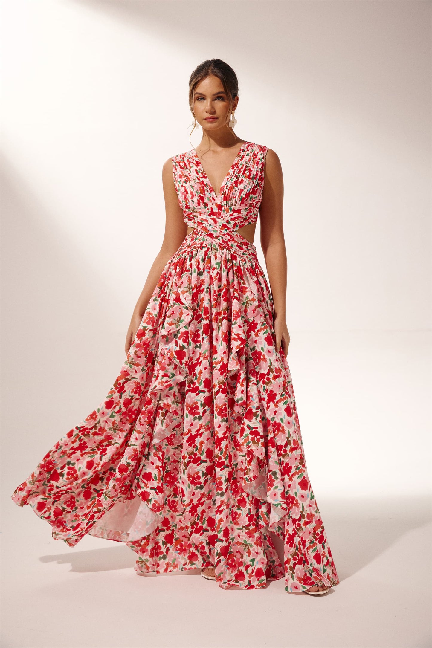 Muriel Floral Printed Cut-out Maxi Dress