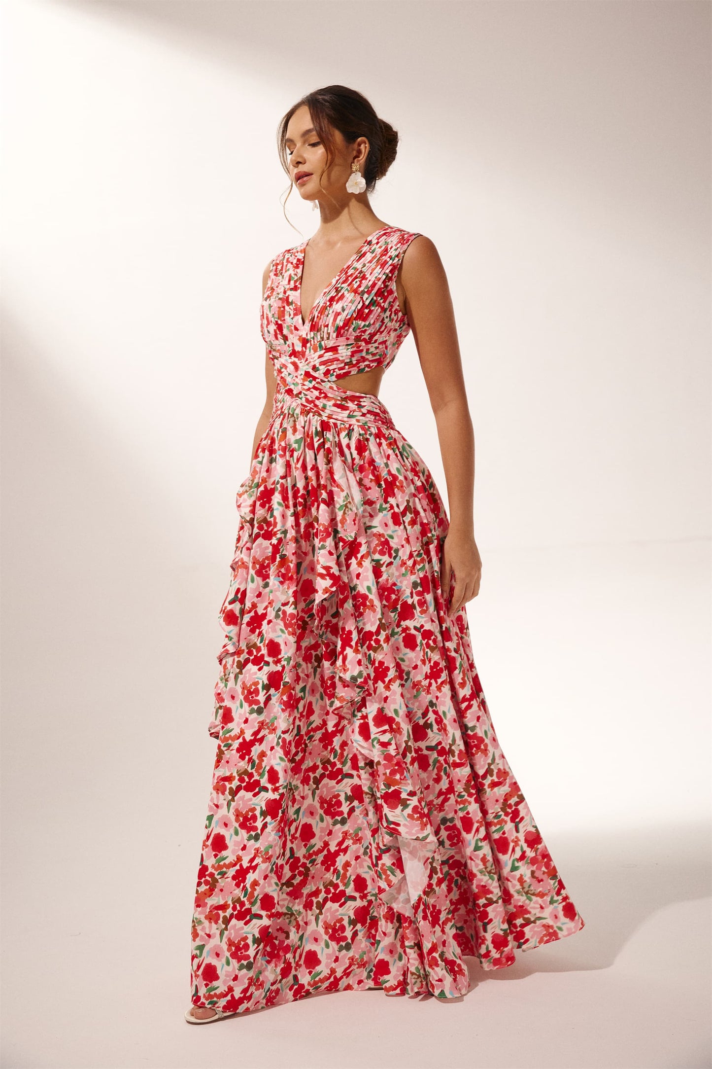 Muriel Floral Printed Cut-out Maxi Dress