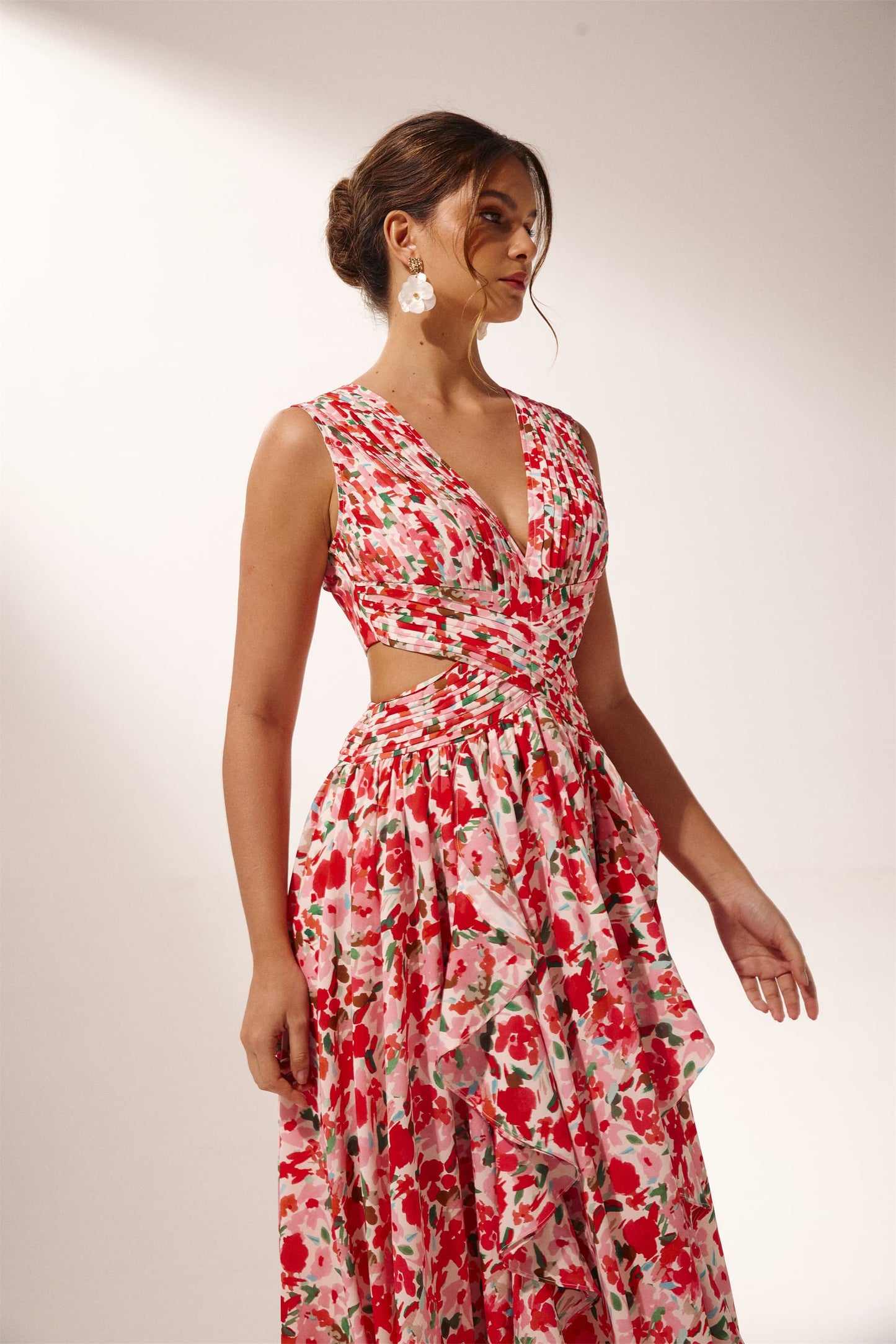 Muriel Floral Printed Cut-out Maxi Dress