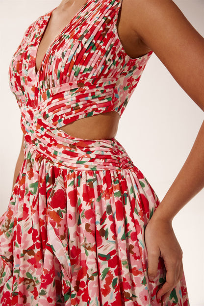 Muriel Floral Printed Cut-out Maxi Dress