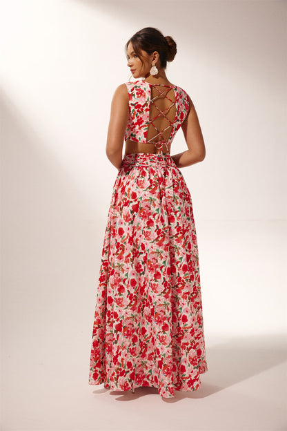 Muriel Floral Printed Cut-out Maxi Dress