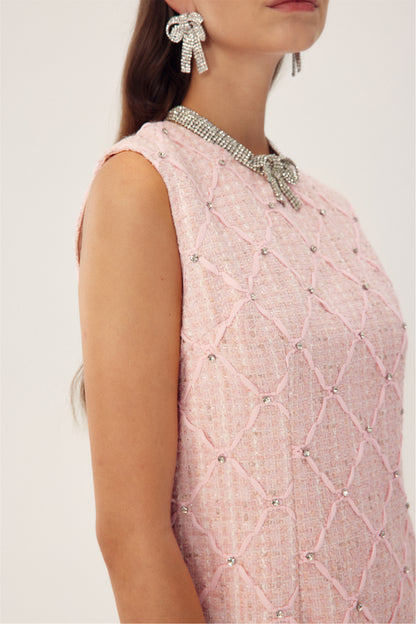 Cynthia Crystal-embellished Mini Tweed Dress