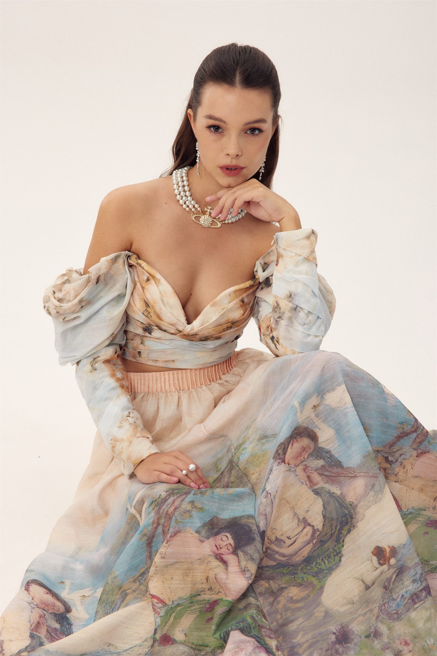 Elsa Painterly Print Maxi Skirt Set