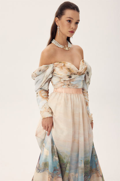 Elsa Painterly Print Maxi Skirt Set