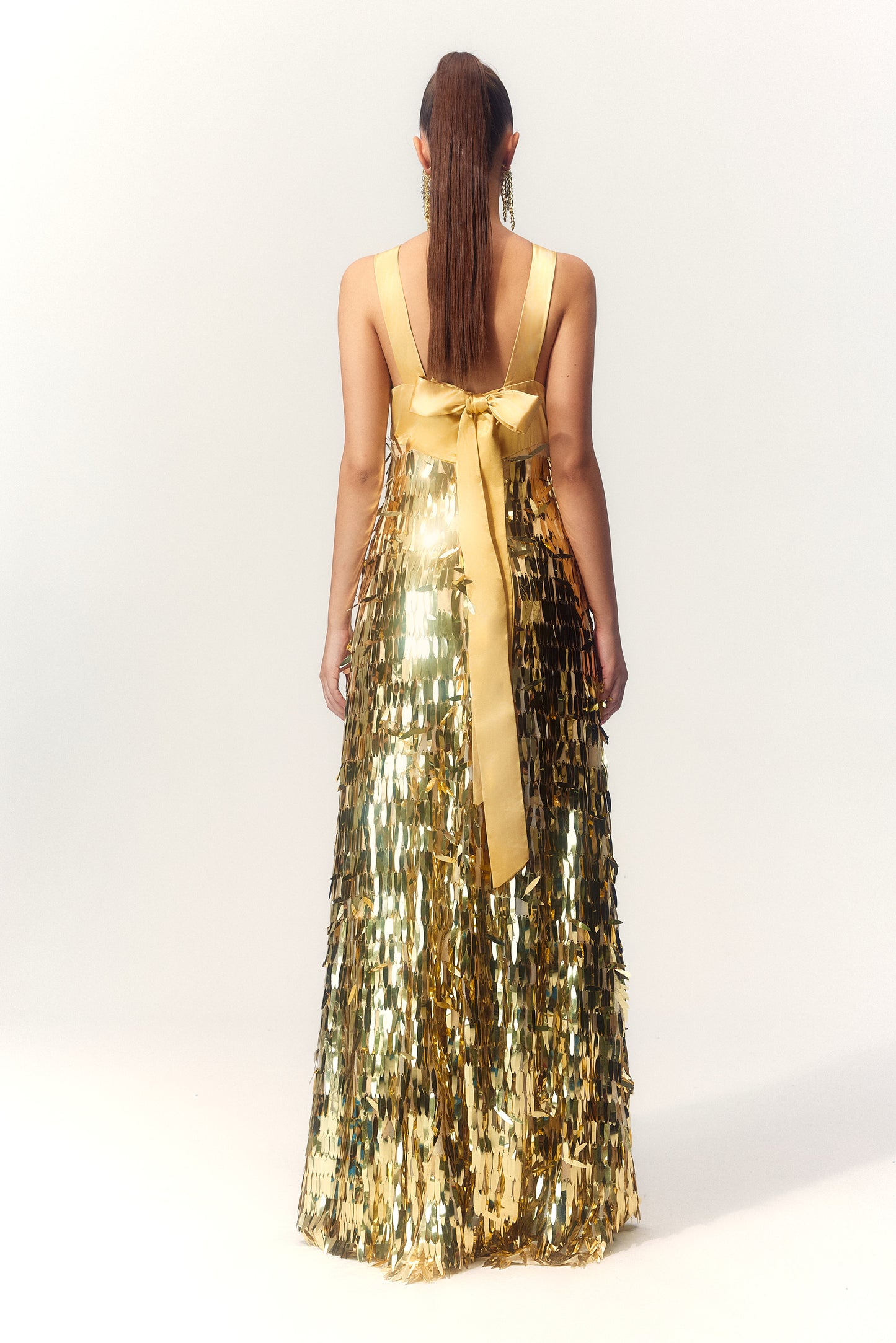 Geraldine Halter Backless Sequin Maxi Dress