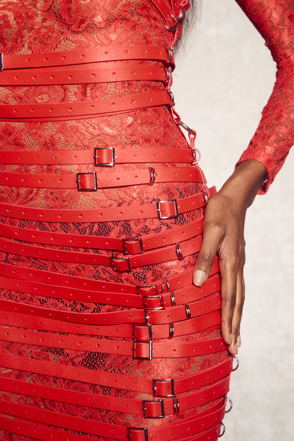 Melissa Leather Bondage Mini Dress