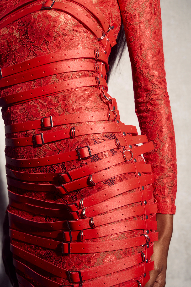 Melissa Leather Bondage Mini Dress