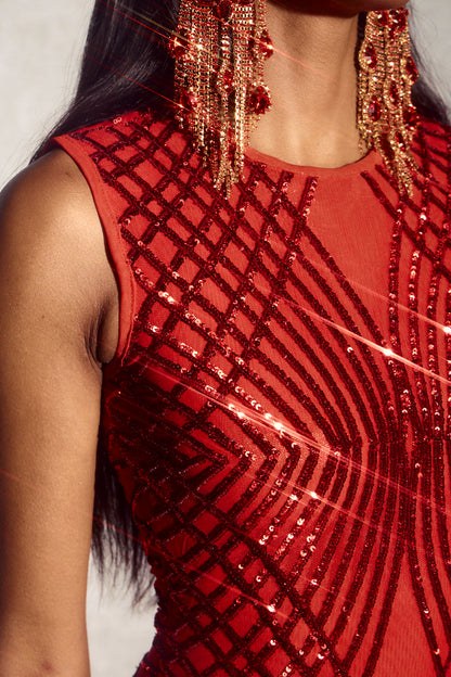 Jane Sequin Embellished Sleeveless Maxi Dress