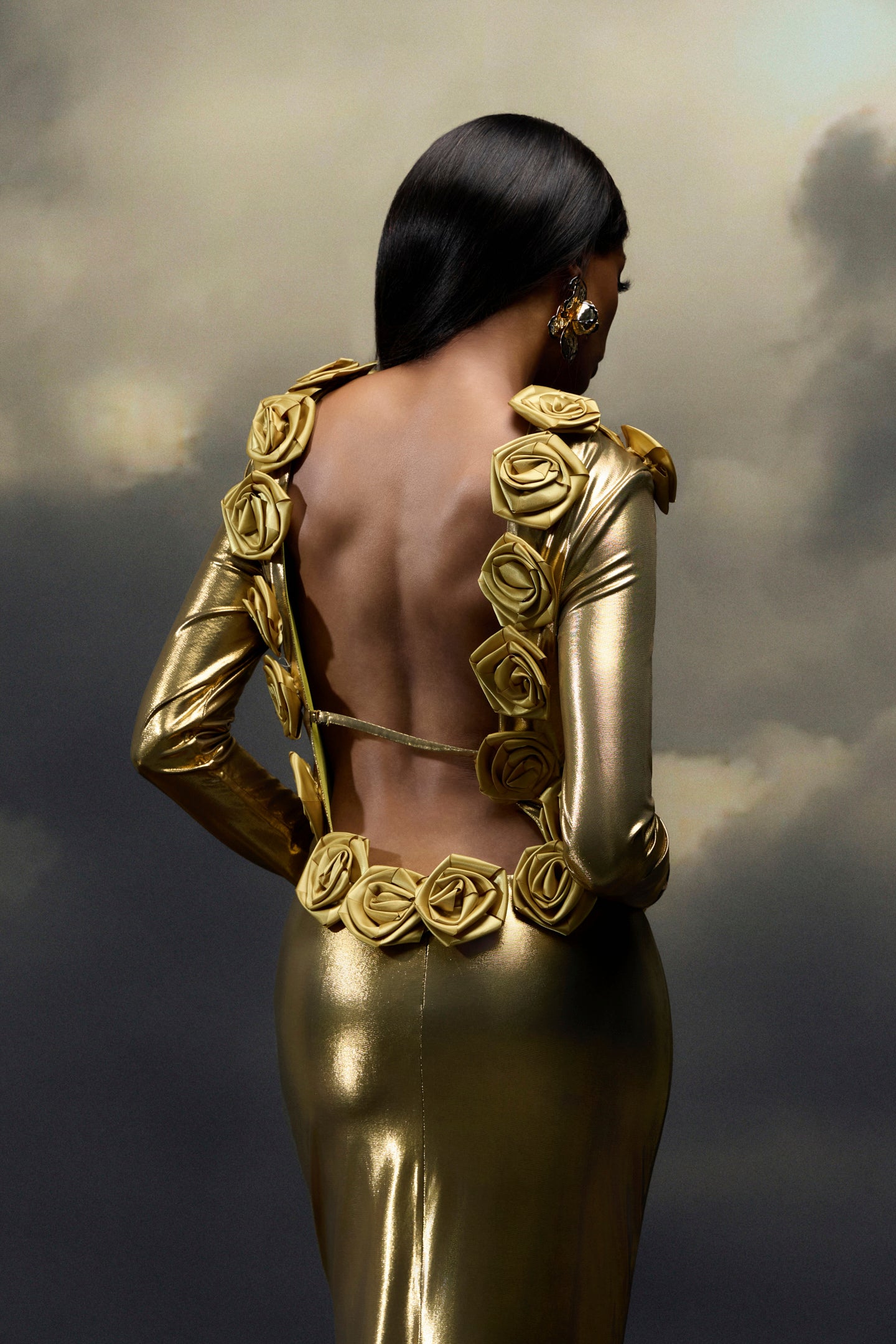 Octavia Floral Applique Backless Maxi Dress