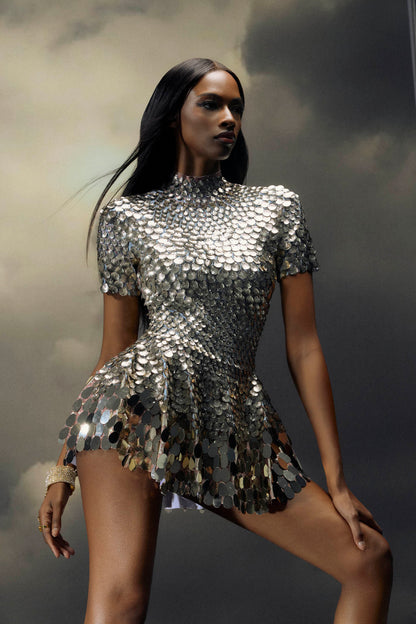 Cornelia Sea Shell Sequins Mini Dress