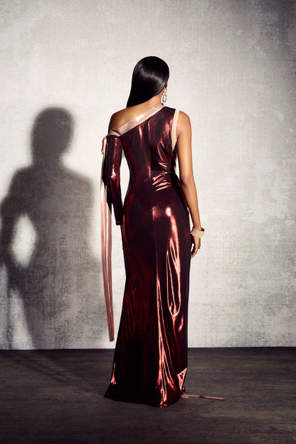 Rebecca Asymmetric Long Sleeve Maxi Dress