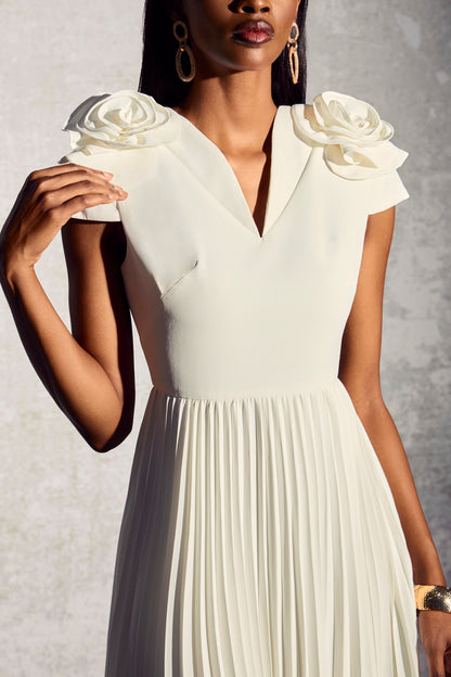 Grace V-neck Floral Pleated Maxi Dress