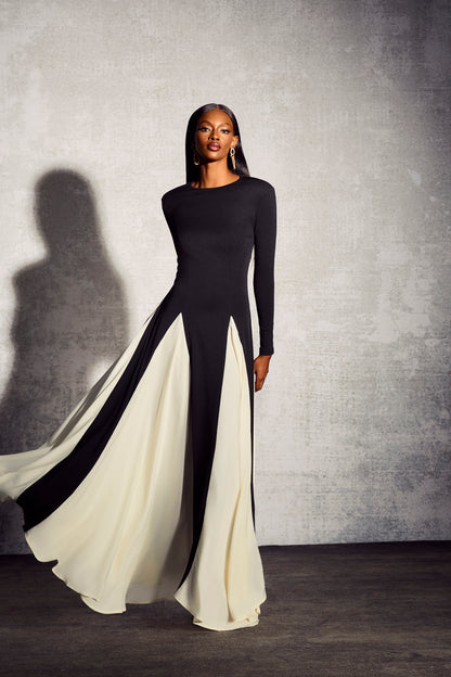 Heloise Color Block Long Sleeve Maxi Dress