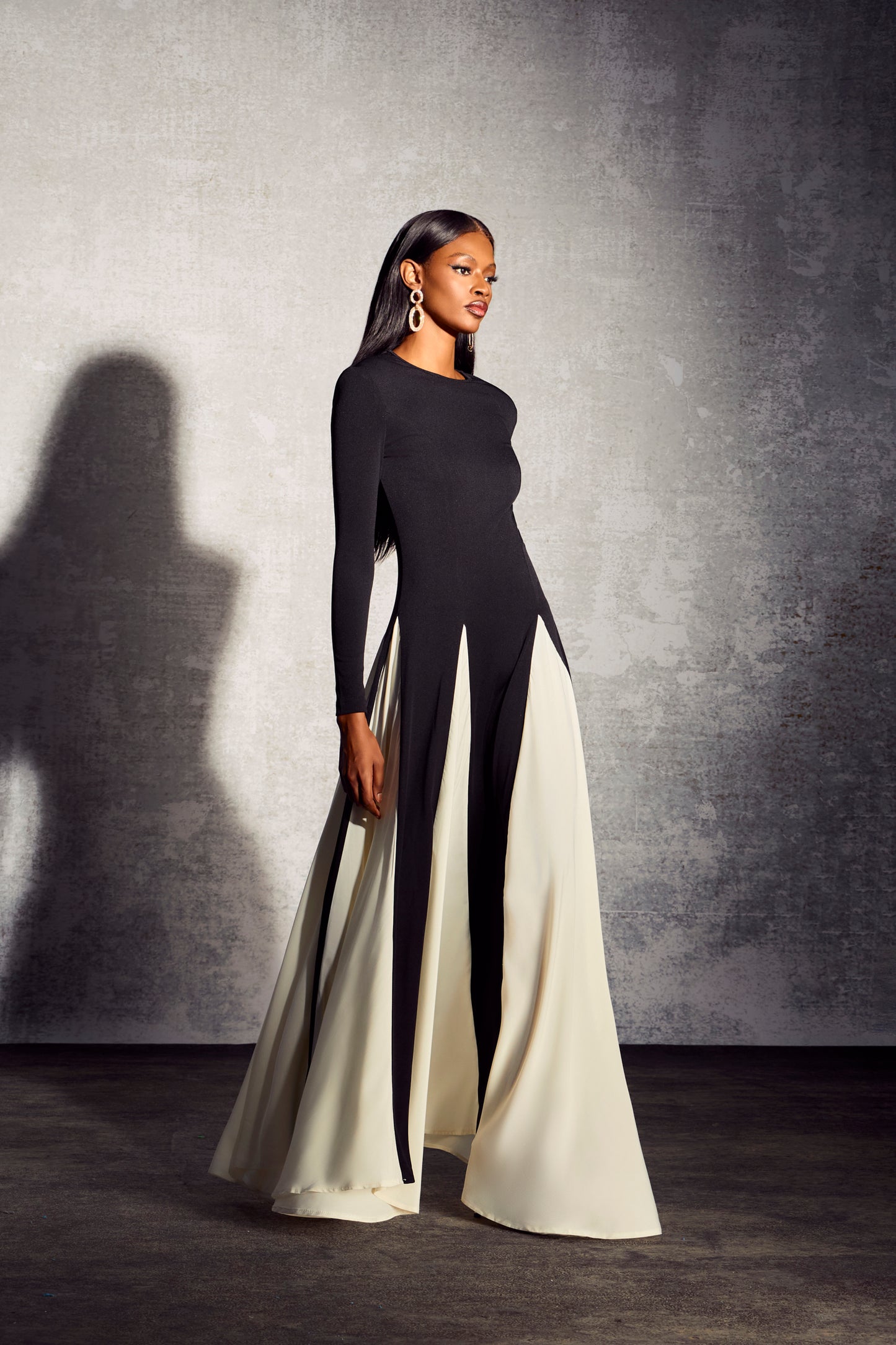 Heloise Color Block Long Sleeve Maxi Dress