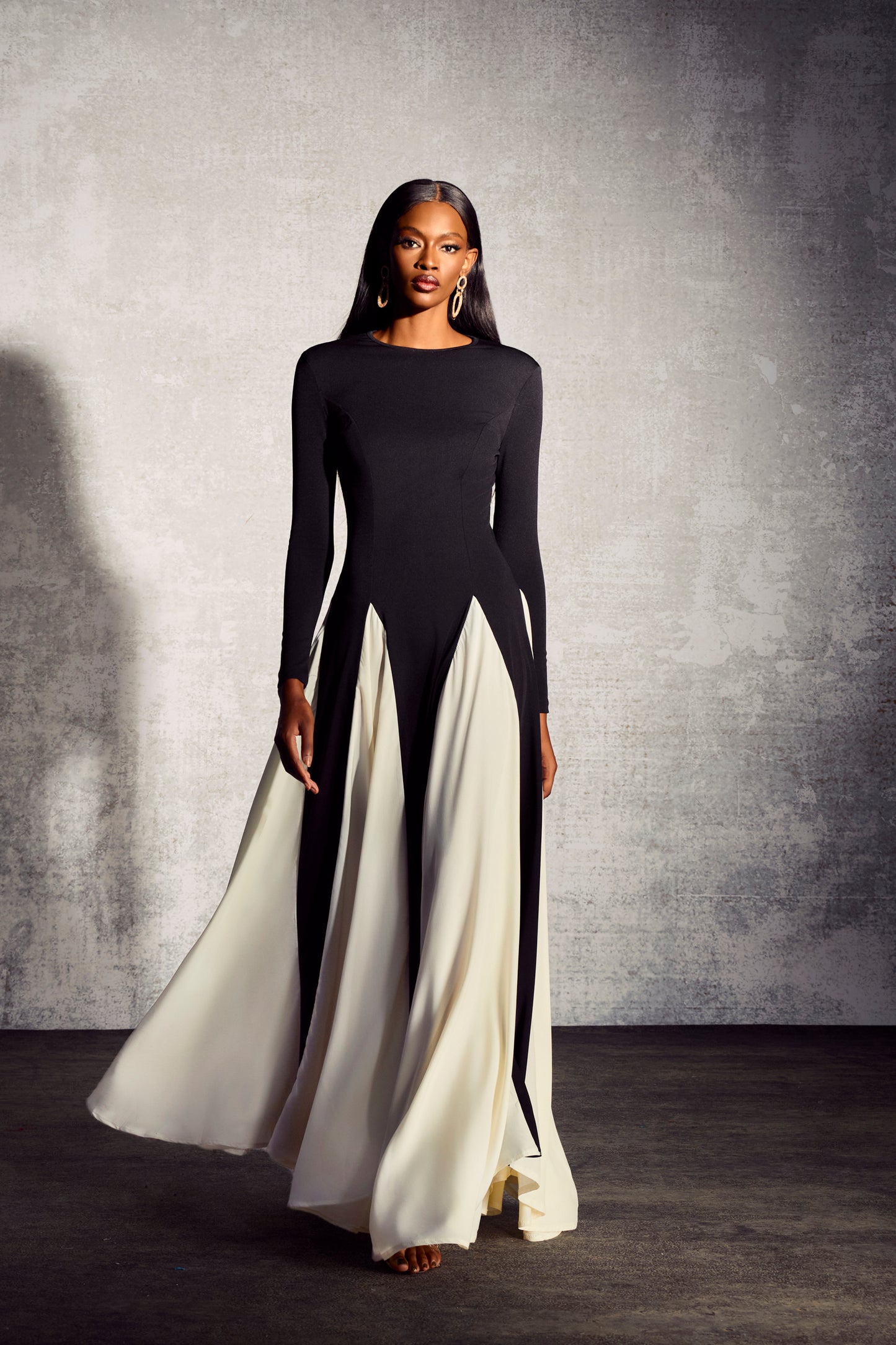 Heloise Color Block Long Sleeve Maxi Dress