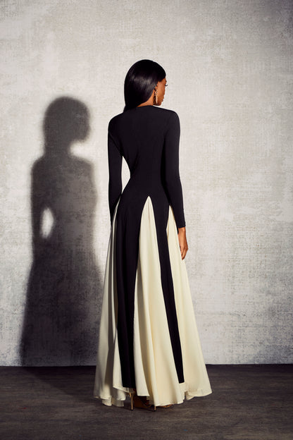 Heloise Color Block Long Sleeve Maxi Dress