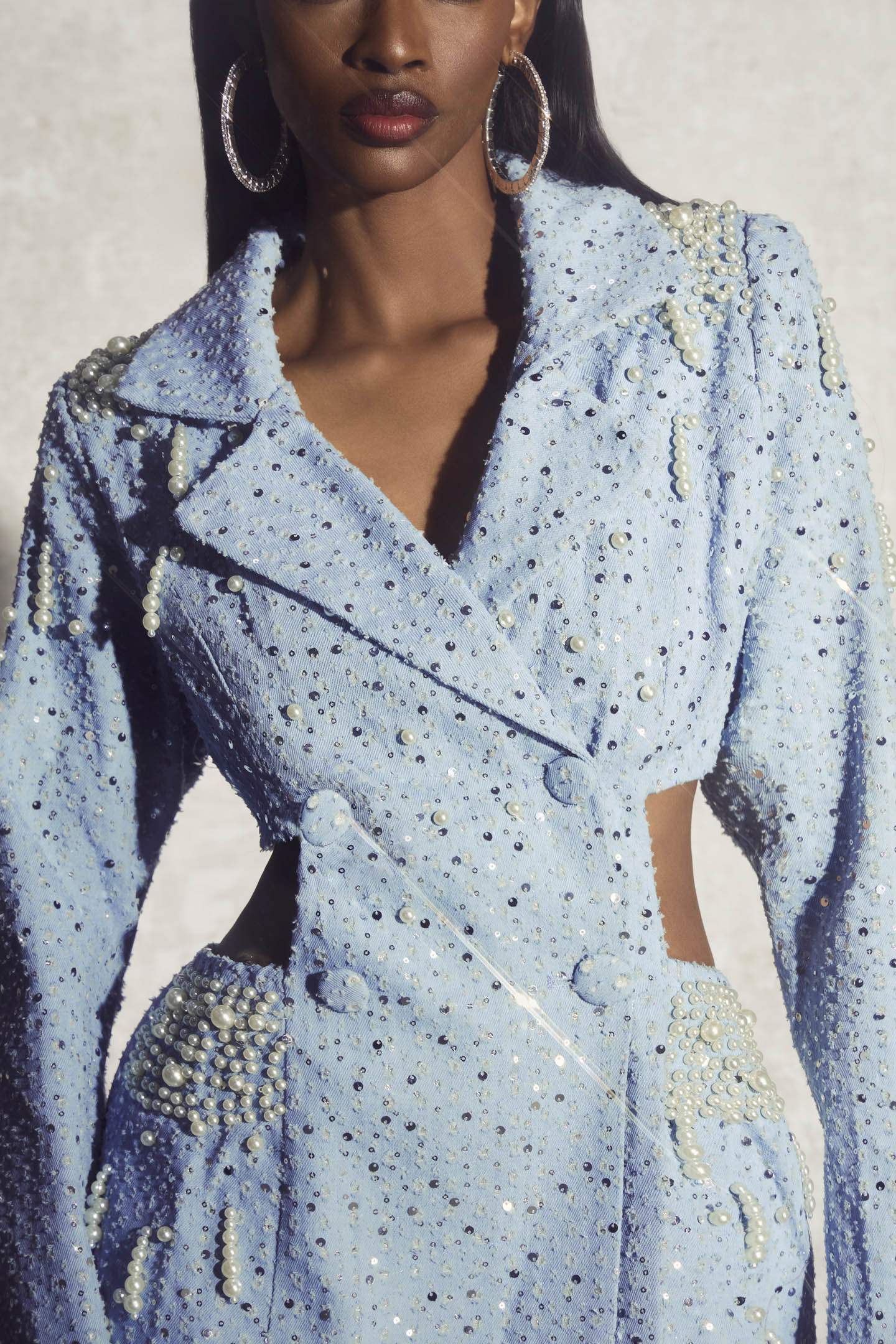 Leona Pearl Embellished Cut-out Mini Dress