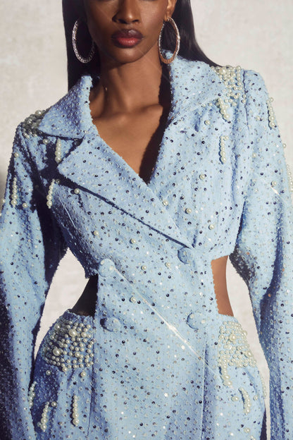 Leona Pearl Embellished Cut-out Mini Dress