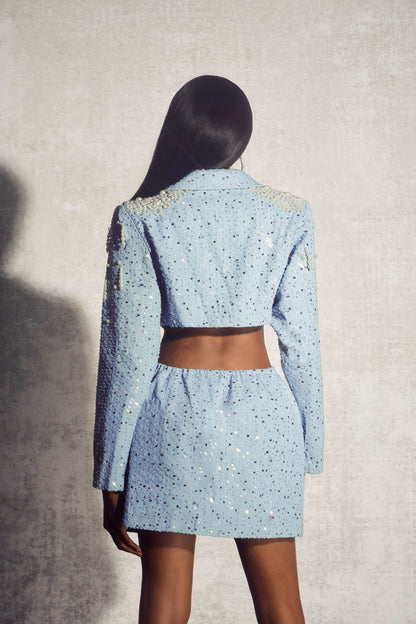 Leona Pearl Embellished Cut-out Mini Dress