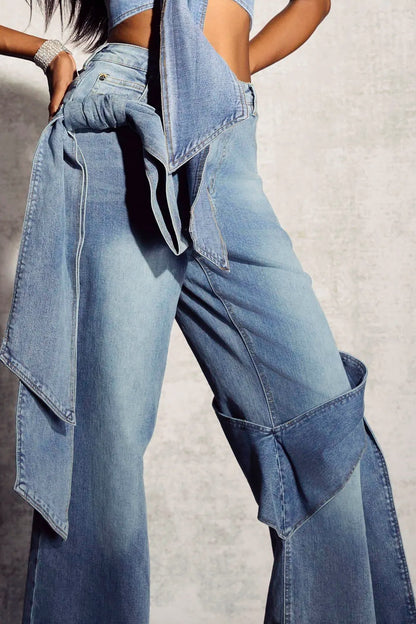 Sabrina Bowknot Denim Top/Pants