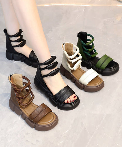 2025 Brown Open Toe Platform Sole Casual Roman Cool Boots