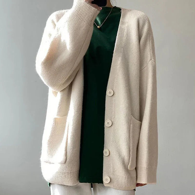 Lazy Wind Yellow Single-Breasted Knit Cardigan