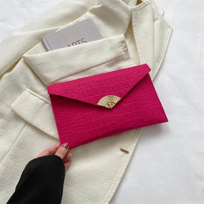 Casual Simple Felt Envelope Clutch Wristlet