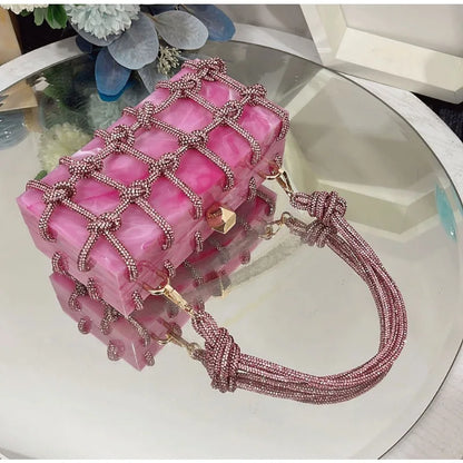 Luxury Acrylic Diamonds Evening Clutch Wedding Purse