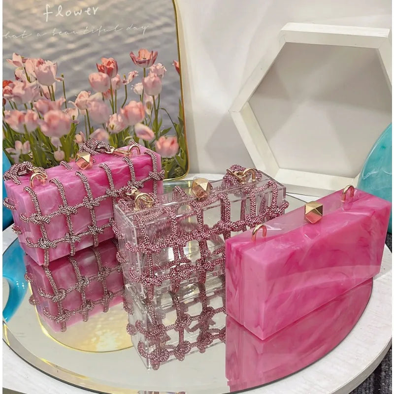Luxury Acrylic Diamonds Evening Clutch Wedding Purse