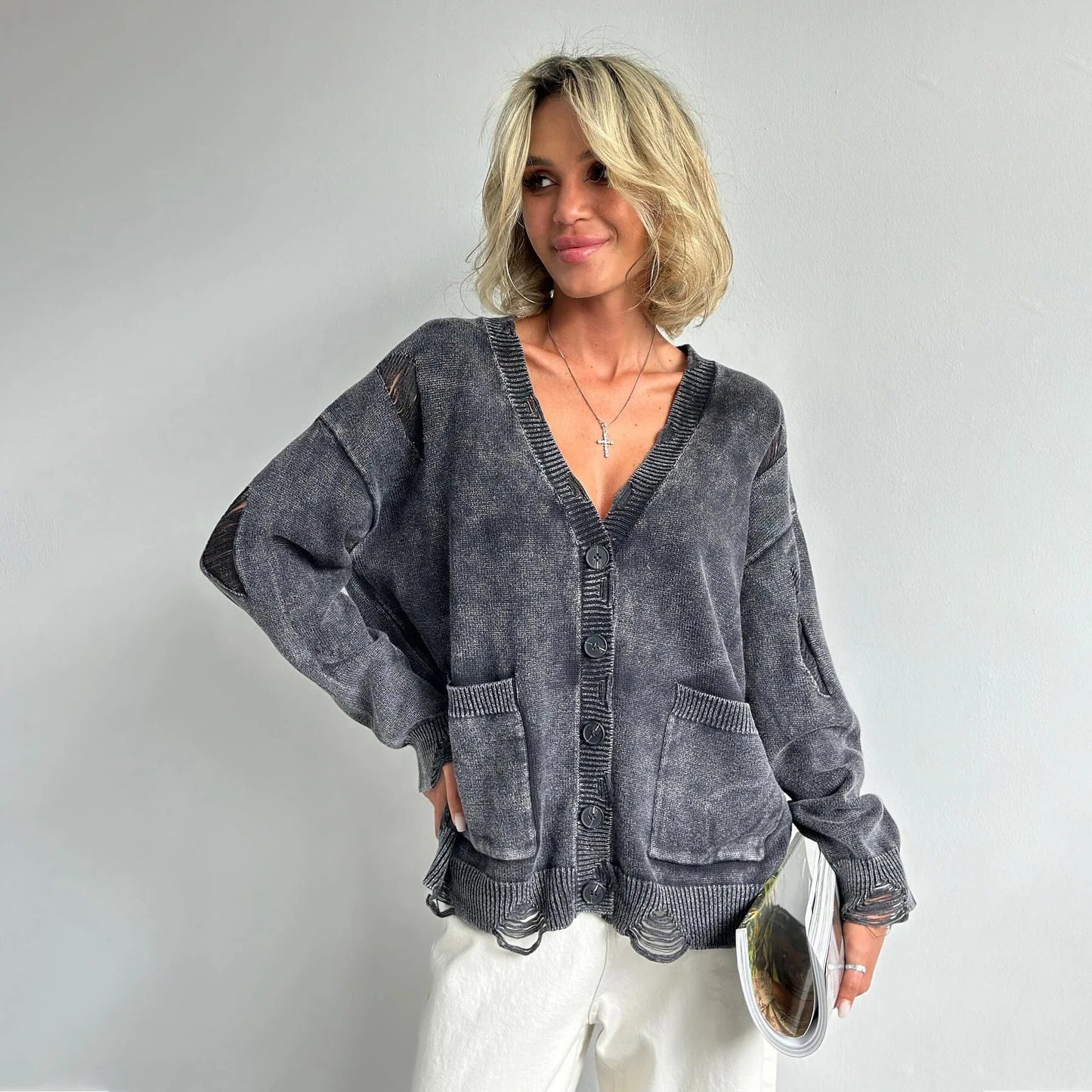 Retro Oversized Soft Button Knitted Cardigan