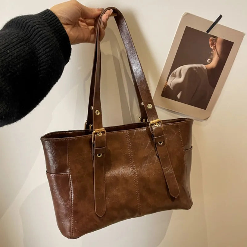 2024 Korean Retro PU Leather Shoulder Bag