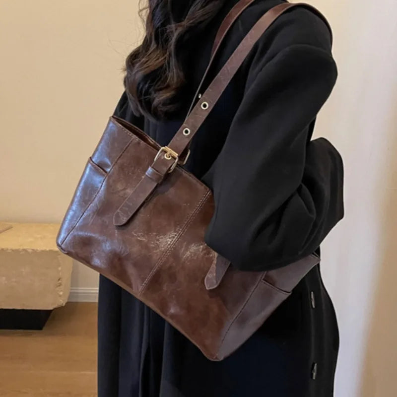 2024 Korean Retro PU Leather Shoulder Bag