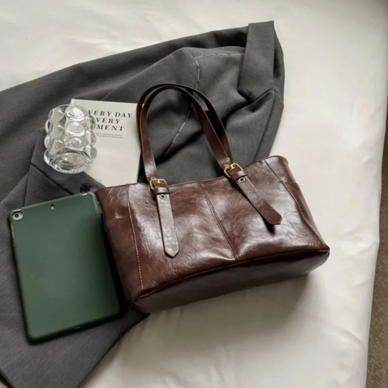 2024 Korean Retro PU Leather Shoulder Bag