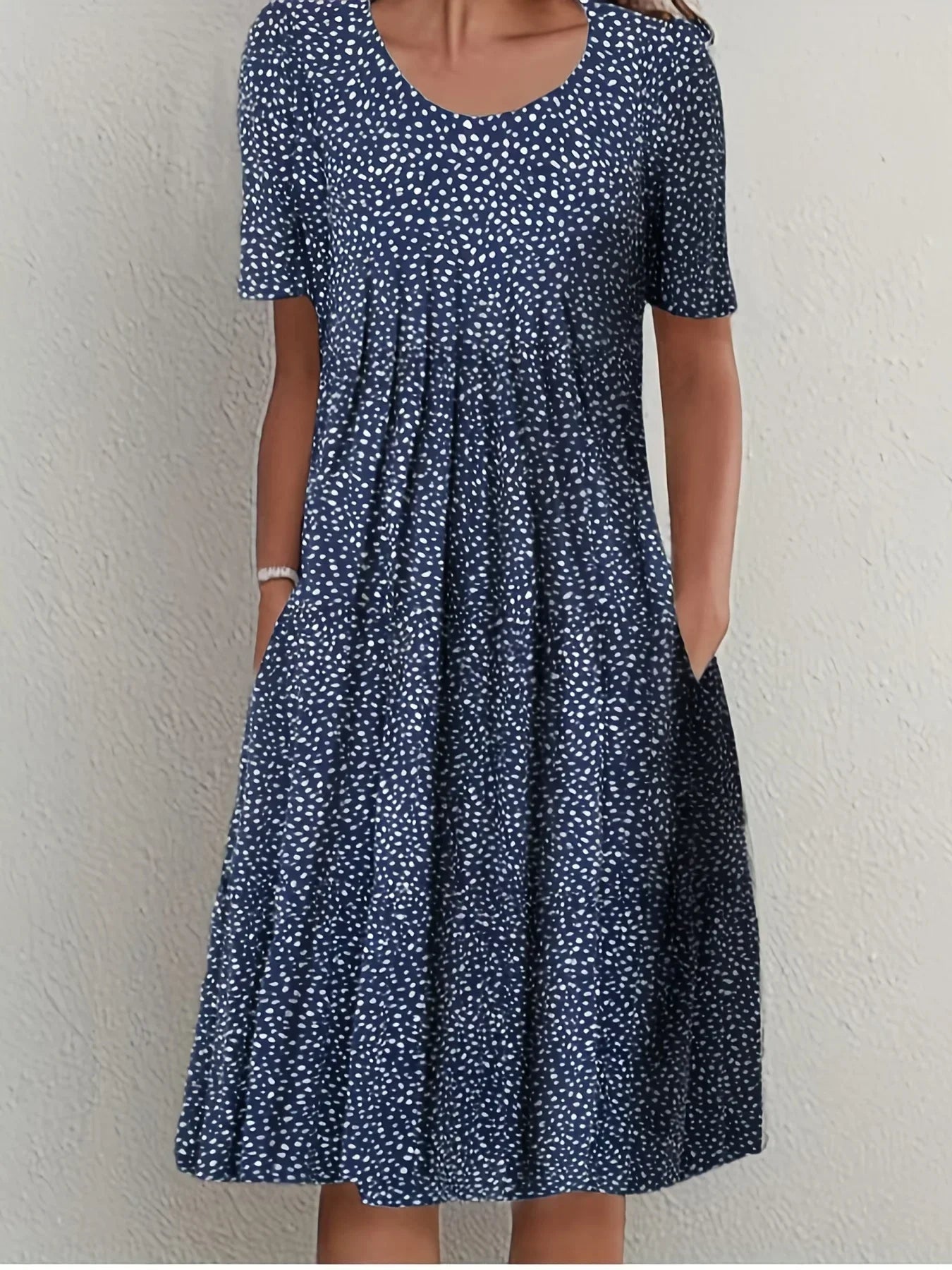 Elegant Spring Summer Round Neck Printed Floral Dress