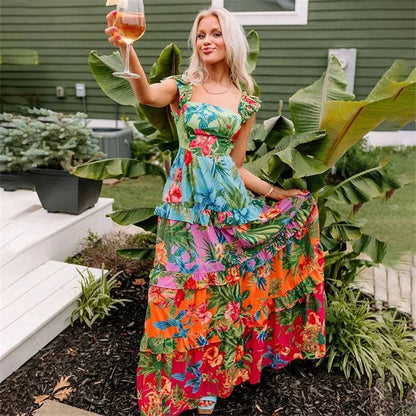 Floral Print Ruffle One Piece Swimsuit