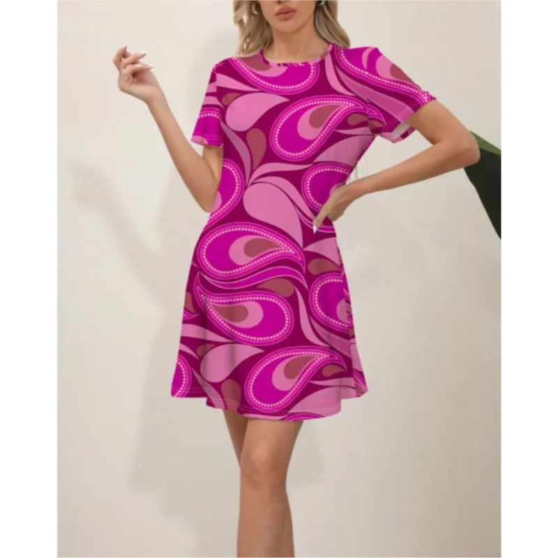 Latest Summer Fashion Floral Print Round Neck Dress