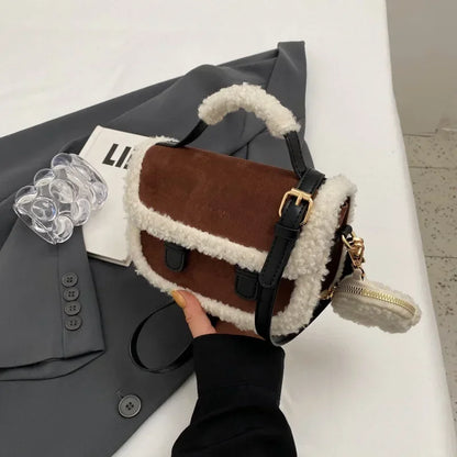 Winter Plush Small Square Crossbody Handbag