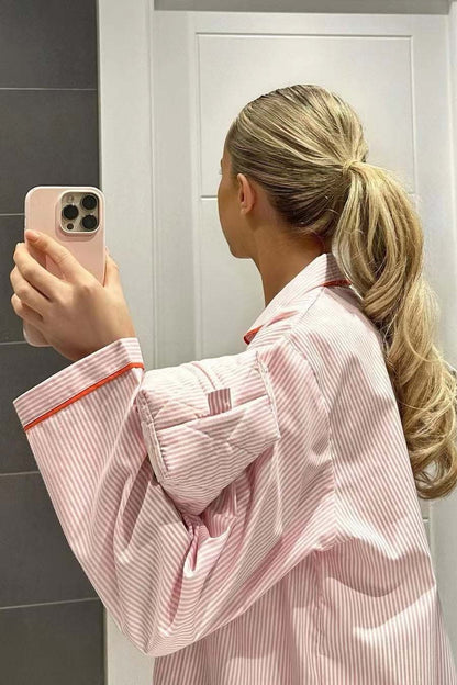 Pink Striped Heart Pajama Set