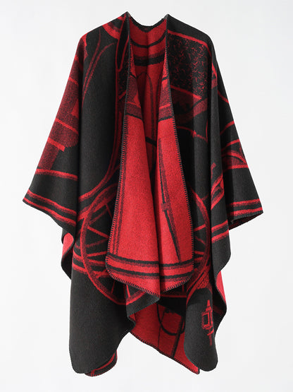 Two-Tone Poncho Daily Casual Elegant Cape