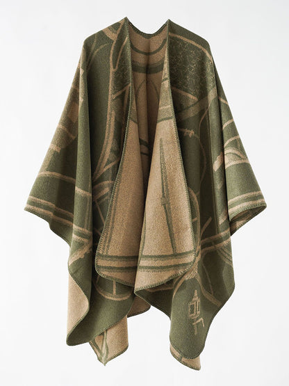 Two-Tone Poncho Daily Casual Elegant Cape