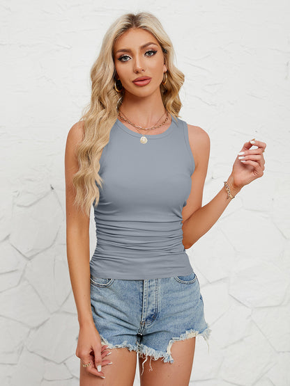 Burgundy Cami Top Jewel Neck Summer Women's Layering Tops