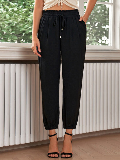 Pants Brick Red Lace Up Raised Waist Trousers