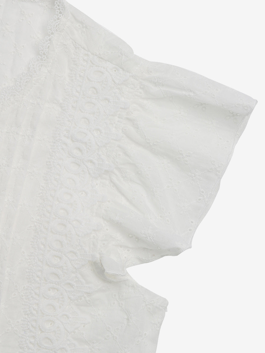 Blouse Ruffles Sleeves Buttons Boho-Inspired Summer Casual Blouse
