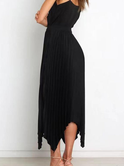 Casual Skirt Vintage Accordion Pleats Handkerchief Long Skirt In Burgundy