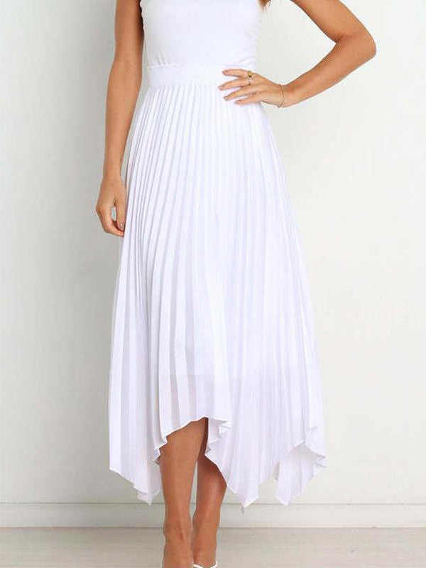 Casual Skirt Vintage Accordion Pleats Handkerchief Long Skirt In Burgundy