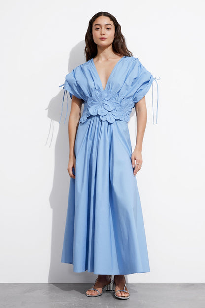Maggie Floral Applique V-neck Maxi Dress