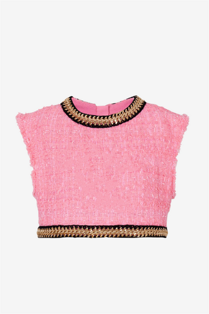 Betty Tweed Chain Crop Top